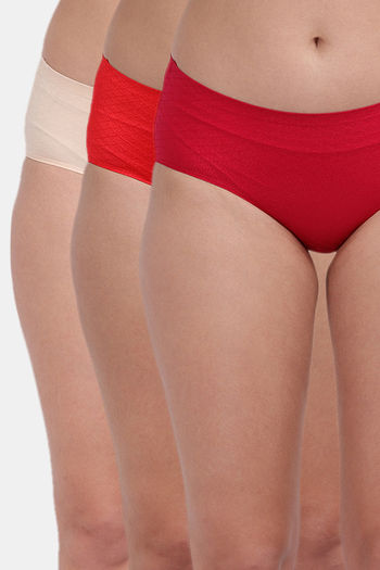 Buy Nylon Mid Waist Medium Coverage Everyday Wear Pack of 3 Hipster Panty  Online