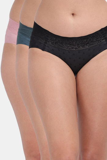 Buy Amour Secret Medium Rise Three Fourth Coverage Hipster Panty (Pack of 3) - Assorted