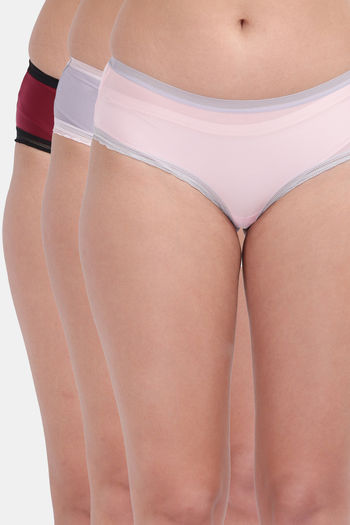 Buy Amour Secret Medium Rise Three Fourth Coverage Hipster Panty (Pack of 3) - Multicolor