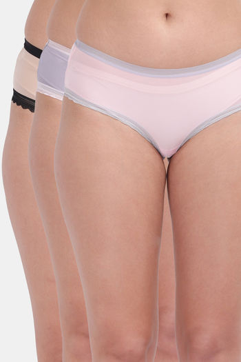 Buy Amour Secret Medium Rise Three Fourth Coverage Hipster Panty (Pack of 3) - Multicolor