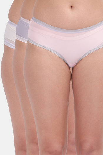 Buy Amour Secret Medium Rise Three Fourth Coverage Hipster Panty (Pack of 3) - Multicolor