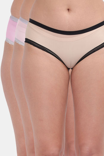 Buy Amour Secret Medium Rise Three Fourth Coverage Hipster Panty (Pack of 3) - Multicolor