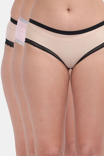 Buy Amour Secret Medium Rise Three Fourth Coverage Hipster Panty (Pack of 3) - Multicolor