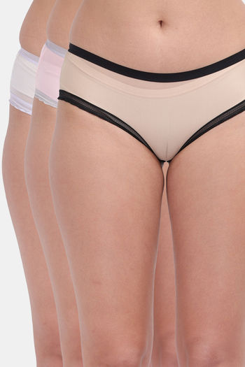 Buy Amour Secret Medium Rise Three Fourth Coverage Hipster Panty (Pack of 3) - Multicolor