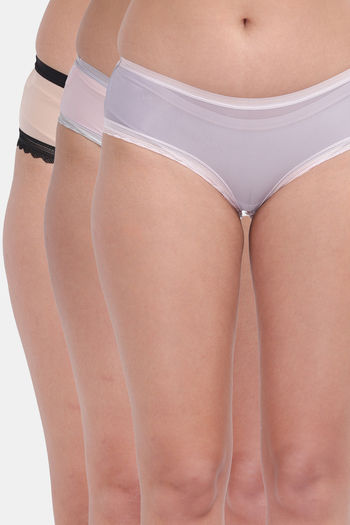 Buy Amour Secret Medium Rise Three Fourth Coverage Hipster Panty (Pack of 3) - Multicolor
