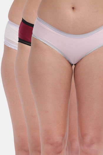 Buy Amour Secret Medium Rise Three Fourth Coverage Hipster Panty (Pack of 3) - Multicolor