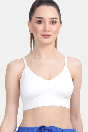 Seamless Muscle-Back Moderate-Support Bra - White - Snow white