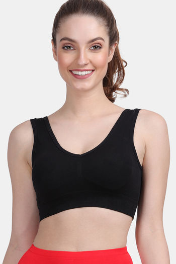 Buy Medium Impact Padded Sports Bra with Removable Cups in Black - Women's  Bra Online India - BRS019P13 | Clovia
