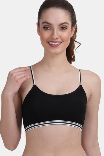Buy ENAMOR Black Non-Wired Removable Strap Padded Women's Front Open Bounce  Control High Impact Sports Bra