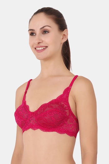 Buy Floret Wirefree Non-padded Lace Bra - Pink online