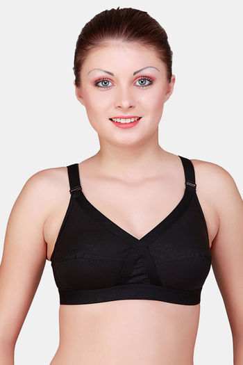 Buy Floret Double Layered Non Wired Full Coverage Super Support Bra - Black