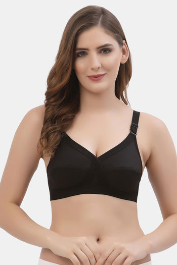Buy Floret Double Layered Non Wired Full Coverage Super Support Bra - Black