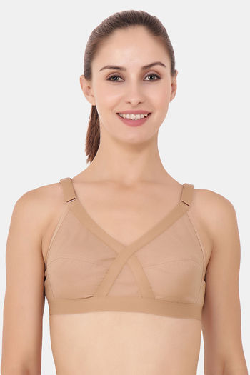Buy Floret Double Layered Non Wired Full Coverage Super Support Bra - Nude