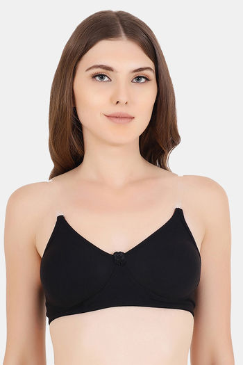 Buy Floret Double Layered Non Wired 3/4th Coverage T-Shirt Bra - Black