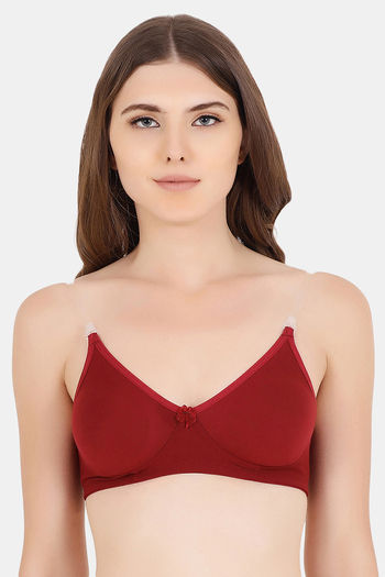 Buy Floret Double Layered Wirefree Natural Lift T-Shirt Bra - Maroon