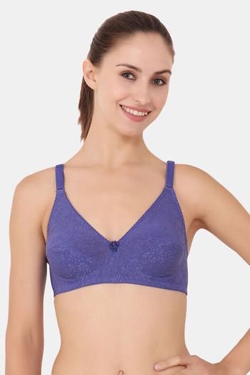 Buy Floret Lightly Lined Non Wired 3/4Th Coverage Lace Bra - Blue