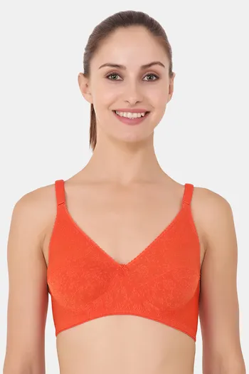 Buy Floret Wirefree Natural Lift 3/4th Coverage Lace Bra - Orange at Rs.429  online