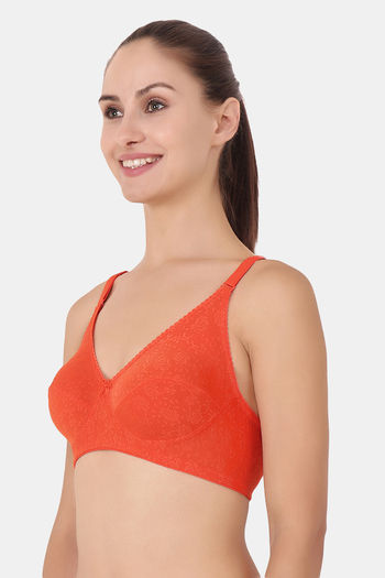 Buy Floret Wirefree Natural Lift 3/4th Coverage Lace Bra - Orange at Rs.429  online