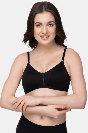 Buy Floret Double Layered Wirefree Natural Lift T-Shirt Bra - Black
