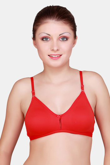 Buy Floret Double Layered Wirefree Natural Lift T-Shirt Bra - Red
