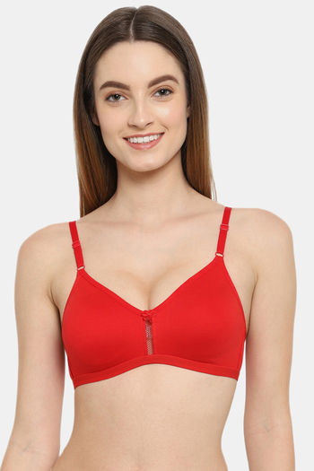 Buy Floret Double Layered Wirefree Natural Lift T-Shirt Bra - Red