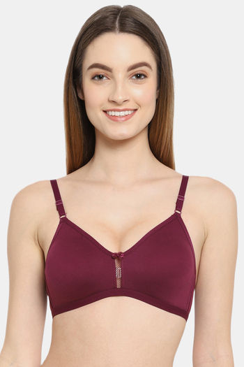Buy Floret Double Layered Wirefree Natural Lift T-Shirt Bra - Wine