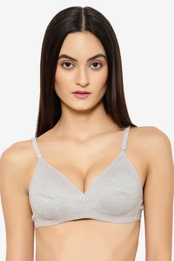 Buy Floret Double Layered Non-Wired Medium Coverage T-Shirt Bra - Cool Grey  at Rs.349 online