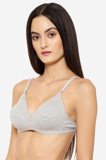 Buy Floret Women Padded & Non-Wired Full Coverage Grey T-Shirt Bra (Pack of  2) online