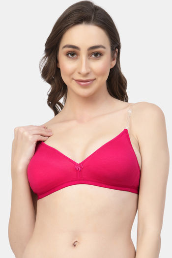 Buy Floret Double Layered Wirefree Natural Lift 3/4th Coverage T-Shirt Bra - Magenta