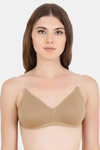 Buy Floret Double Layered Wirefree Natural Lift 3/4th Coverage T-Shirt Bra  - Nude at Rs.399 online