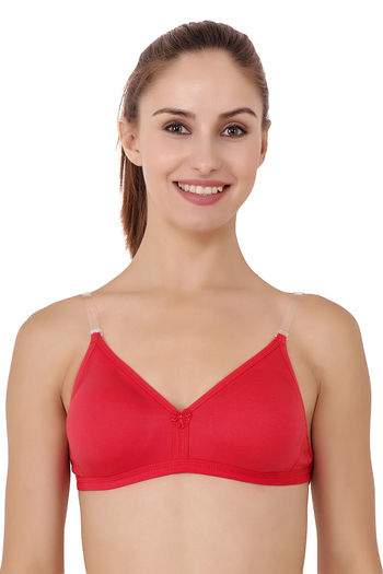 Buy Floret Double Layered Non Wired 3/4Th Coverage T-Shirt Bra - Red