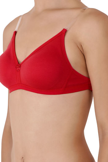 Buy Floret Double Layered Wirefree Natural Lift 3/4th Coverage T-Shirt Bra  - Red at Rs.399 online