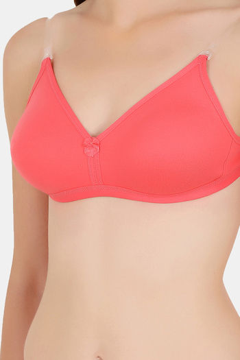 Buy Floret Double Layered Wirefree Natural Lift 3/4th Coverage T-Shirt Bra  - Tomato Red at Rs.399 online