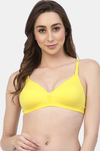 Buy Floret Double Layered Wirefree Natural Lift 3/4th Coverage T-Shirt Bra - Yellow