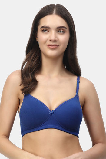 Buy Floret Extra Soft Cups Wirefree Natural Lift Push Up Bra - Blue
