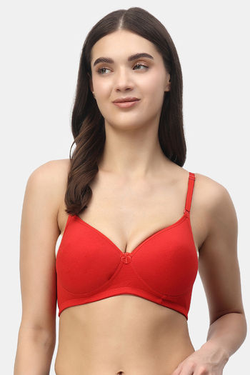Buy Floret Extra Soft Cups Wirefree Natural Lift Push Up Bra - Red