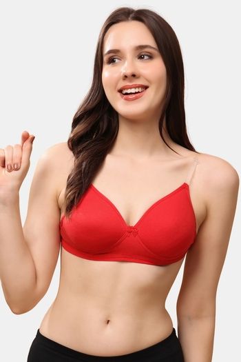 Buy Floret Wirefree Natural Lift 3/4th Coverage Push Up Bra - Red