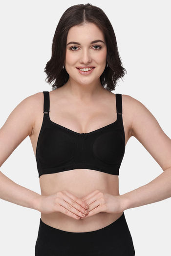 Buy Floret Double Layered Non Wired Full Coverage Minimiser Bra - Black