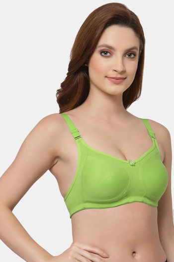 Buy Floret Double Layered Non Wired Full Coverage Minimiser Bra - Lime  Green at Rs.449 online