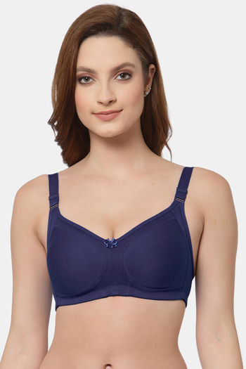 Buy Floret Double Layered Non Wired Full Coverage Minimiser Bra - Navy