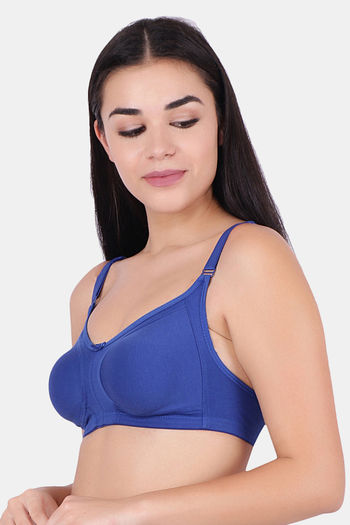Floret Double Layered Non-Wired Full Coverage Minimiser Bra - Royal Blue