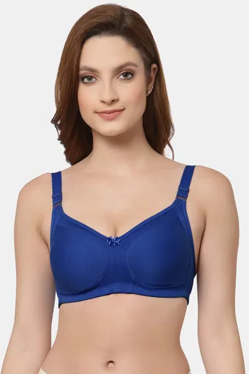 Buy Floret Double Layered Non Wired Full Coverage Minimiser Bra - Royal Blue1