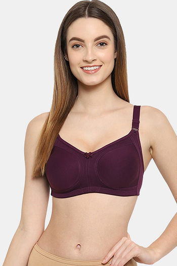 Buy Floret Double Layered Non Wired Full Coverage Minimiser Bra - Wine