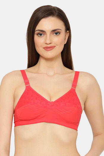 Buy Floret Double Layered Non-Wired 3/4Th Coverage Super Support Bra -  Tomato at Rs.339 online