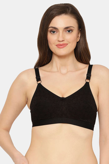 Buy Floret Double Layered Non-Wired Full Coverage Super Support Bra - Black