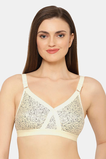 Buy Floret Self Design Chicken Cotton 100% Non Padded & Non-Wired Seamed Full  Coverage Bra (30B, Black) at