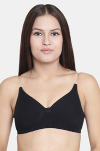 Buy Floret Padded Non Wired T-Shirt Regular Cotton Bra - Black