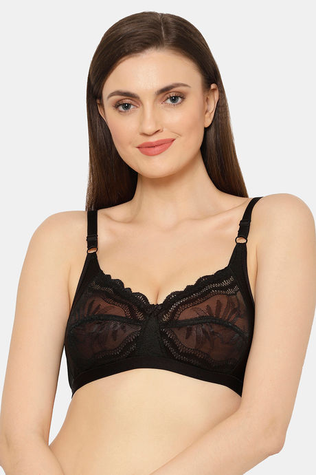 Buy Floret Double Layered Non-Wired 3/4Th Coverage Lace Bra - Black at  Rs.309 online