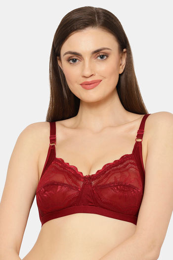 Buy Floret Self Design Chicken Cotton 100% Non Padded & Non-Wired Seamed  Full Coverage Bra (30B, Black) at