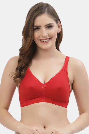 Buy Floret Double Layered Non-Wired Full Coverage Minimiser Bra - Red